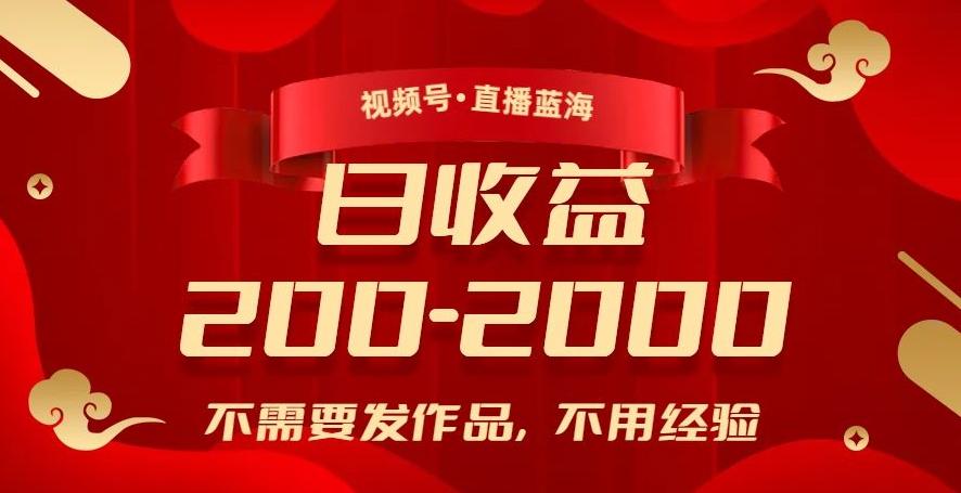 视频号直播蓝海，不需要发作品，不用经验，日入200-2000+【揭秘】-禾谷轻创网