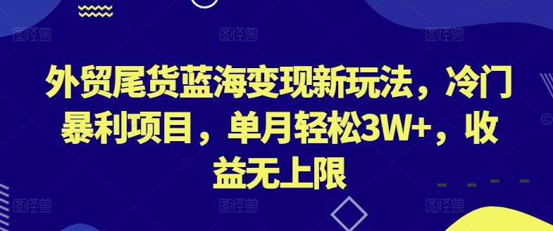 外贸尾货蓝海变现新玩法，冷门暴利项目，单月轻松3W+，收益无上限【揭秘】-禾谷轻创网