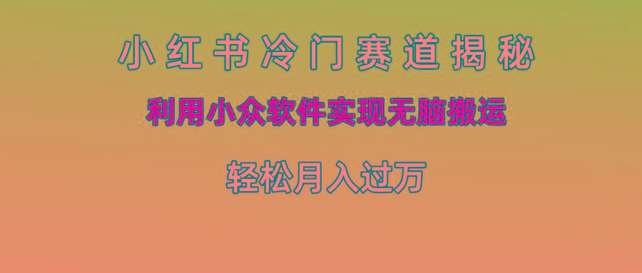 小红书冷门赛道揭秘,利用小众软件实现无脑搬运，轻松月入过万-禾谷轻创网