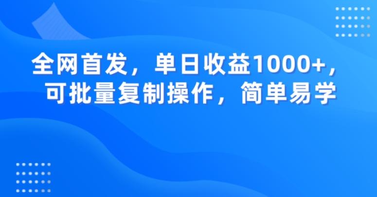 全网首发，单日收益1000+，可批量复制操作，简单易学【揭秘】-禾谷轻创网