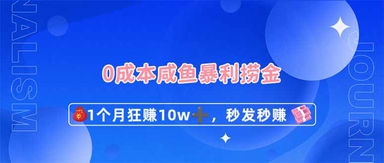 0成本闲鱼暴利捞金，1个月狂赚10W+，秒发秒赚新玩法-禾谷轻创网