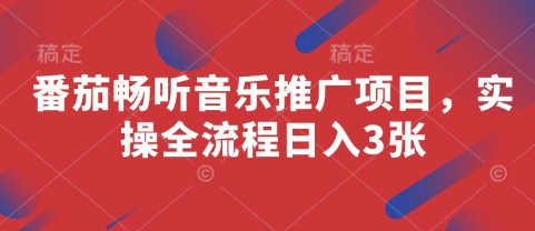 番茄畅听音乐推广项目，实操全流程日入3张-禾谷轻创网