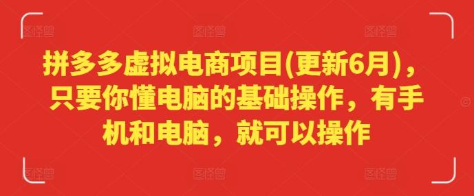拼多多虚拟电商项目(更新6月)，只要你懂电脑的基础操作，有手机和电脑，就可以操作-禾谷轻创网