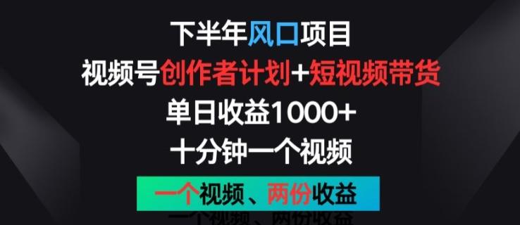 下半年风口项目，视频号创作者计划+视频带货，一个视频两份收益，十分钟一个视频【揭秘】-禾谷轻创网