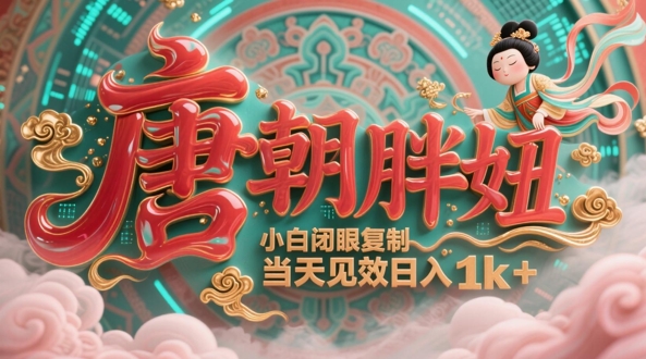 用AI克隆“唐朝胖妞”日更3条，平台疯狂推流，小白闭眼复制，当天见效，日入1k+-禾谷轻创网