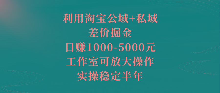 利用淘宝公域+私域差价掘金，日赚1000-5000元，工作室可放大操作，实操...-禾谷轻创网