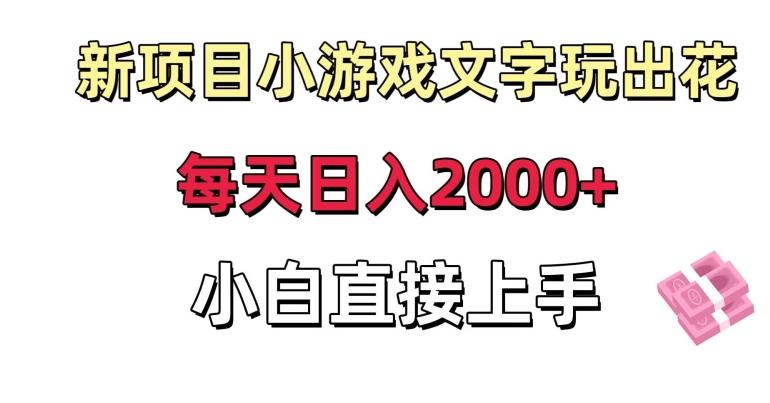 新项目小游戏文字玩出花日入2000+，每天只需一小时，小白直接上手【揭秘】-禾谷轻创网