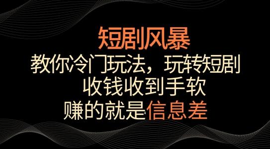 短剧风暴，教你冷门玩法，玩转短剧，收钱收到手软【揭秘】-禾谷轻创网