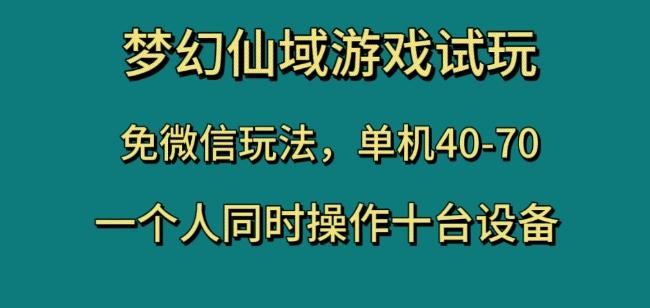 梦幻仙域游戏试玩，免微信玩法，单机40-70，一个人同时操作十台设备【揭秘】-禾谷轻创网