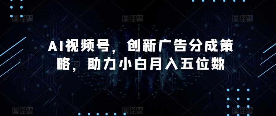 AI视频号，创新广告分成策略，助力小白月入五位数【揭秘】-禾谷轻创网