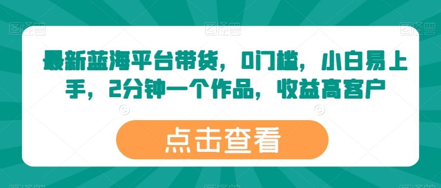 最新蓝海平台带货，0门槛，小白易上手，2分钟一个作品，收益高【揭秘】-禾谷轻创网