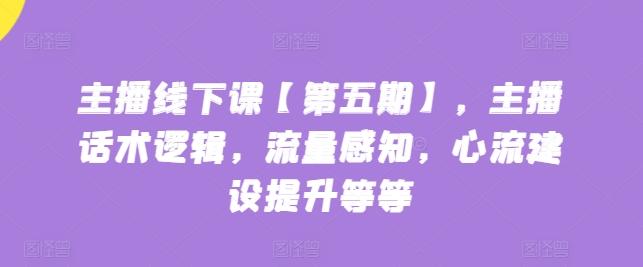 主播线下课【第五期】,主播话术逻辑,流量感知,心流建设提升等等