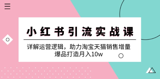 小红书引流实战课：详解运营逻辑，助力淘宝天猫销售增量，爆品打造月入10w-禾谷轻创网