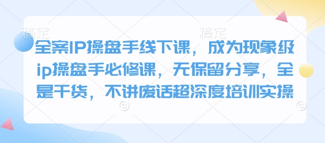 全案IP操盘手线下课，成为现象级ip操盘手必修课，无保留分享，全是干货，不讲废话超深度培训实操-禾谷轻创网