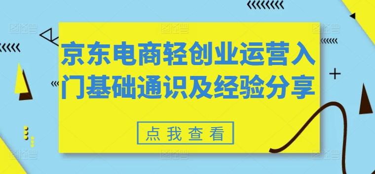 京东电商轻创业运营入门基础通识及经验分享-禾谷轻创网