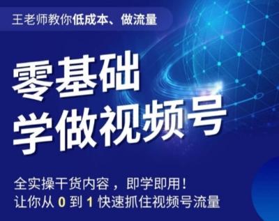 王老师教你低成本、做流量，零基础学做视频号，0-1快速抓住视频号流量-禾谷轻创网