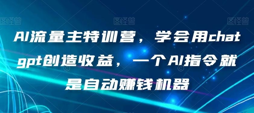 AI流量主特训营，学会用chatgpt创造收益，一个AI指令就是自动赚钱机器-禾谷轻创网