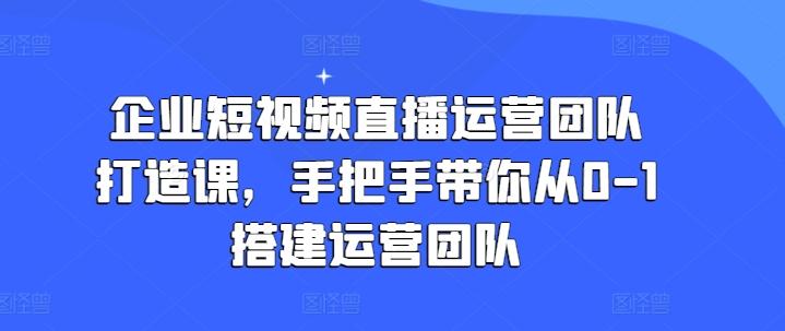 企业短视频直播运营团队打造课，手把手带你从0-1搭建运营团队-禾谷轻创网