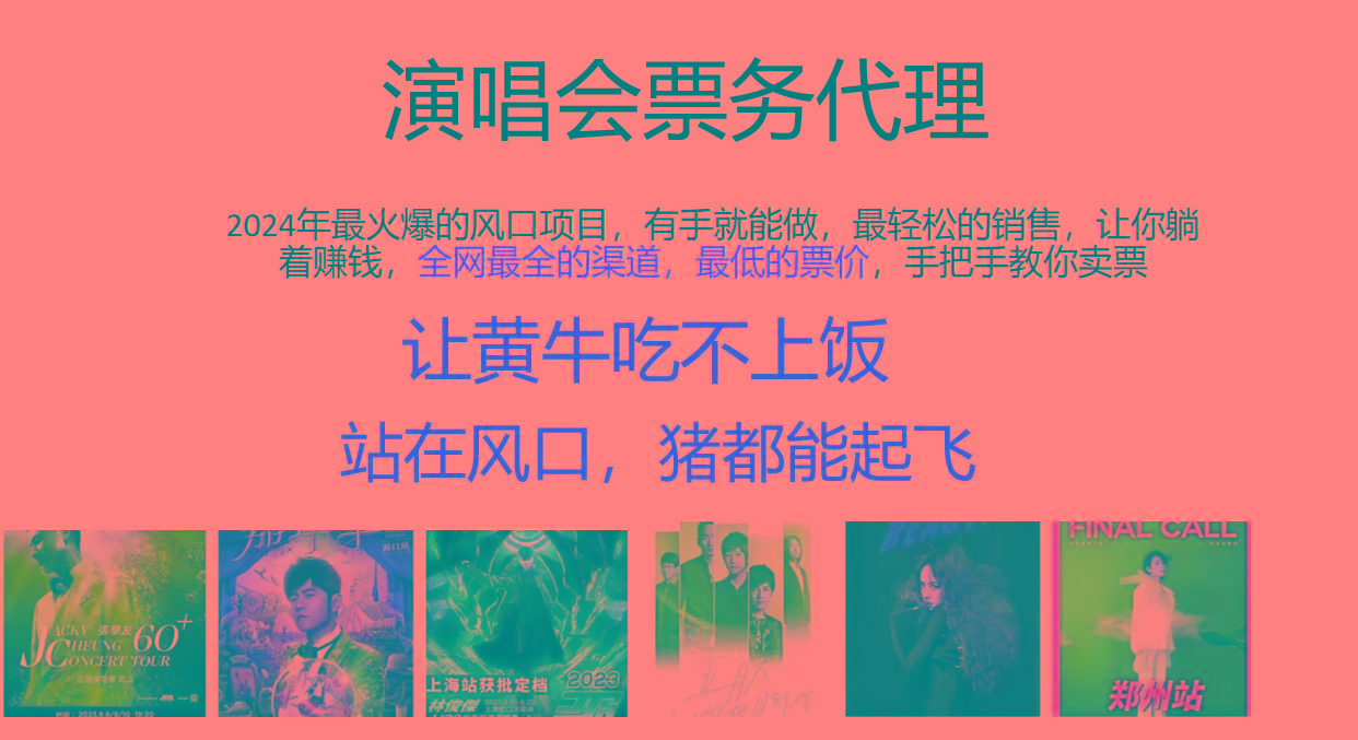 2024年最火爆风口项目，演唱会票务代理，日入2000+，一部手机就能搞定！-禾谷轻创网