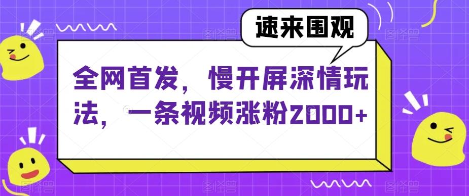 全网首发，慢开屏深情玩法，一条视频涨粉2000+【揭秘】-禾谷轻创网