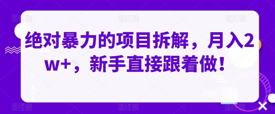 绝对暴力的项目拆解，月入2w+，新手直接跟着做！-禾谷轻创网