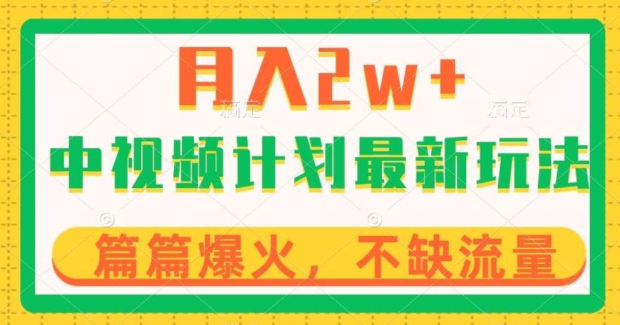 中视频计划全新玩法，月入2w+，收益稳定，几分钟一个作品，小白也可入局【揭秘】-禾谷轻创网