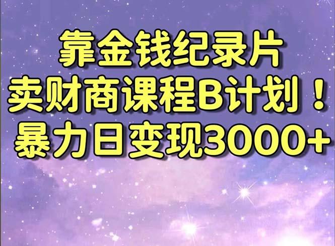 靠金钱纪录片卖财商课程B计划！暴力日变现3000+，喂饭式干货教程！-禾谷轻创网