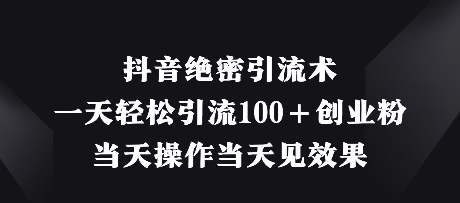 抖音绝密引流术，一天轻松引流100+创业粉，当天操作当天见效果-禾谷轻创网