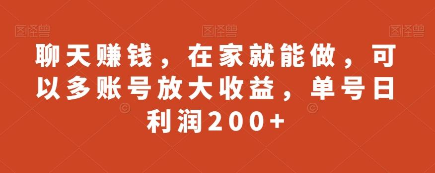 聊天赚钱，在家就能做，可以多账号放大收益，单号日利润200+-禾谷轻创网