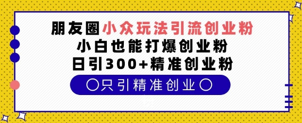 朋友圈小众玩法引流创业粉，小白也能打爆创业粉，日引300+精准创业粉【揭秘】-禾谷轻创网