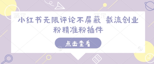 小红书无限评论不屏蔽 截流创业粉精准粉插件-禾谷轻创网