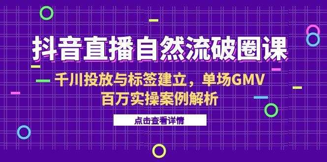 抖音直播自然流破圈课-6月，千川投放与标签建立，单场GMV百万实操案例解析-禾谷轻创网