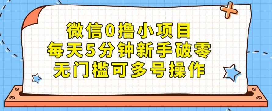 微信0撸小项目，每天5分钟新手破零，无门槛可多号操作-禾谷轻创网