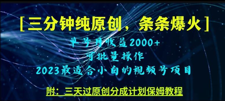 三分钟制作视频号纯原创，条条爆款，轻松月入过万【揭秘】-禾谷轻创网