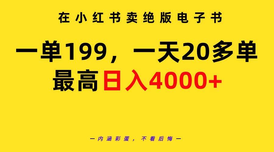 (9401期)在小红书卖绝版电子书，一单199 一天最多搞20多单，最高日入4000+教程+资料-禾谷轻创网