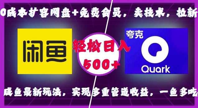0成本扩容网盘+免费会员，卖技术，拉新，咸鱼最新玩法，实现多重管道收益，一鱼多吃，轻松日入500+-禾谷轻创网
