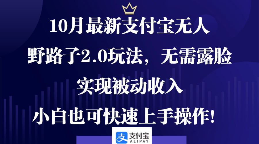 10月最新支付宝无人野路子2.0玩法，无需露脸，实现被动收入，小白也可...-禾谷轻创网