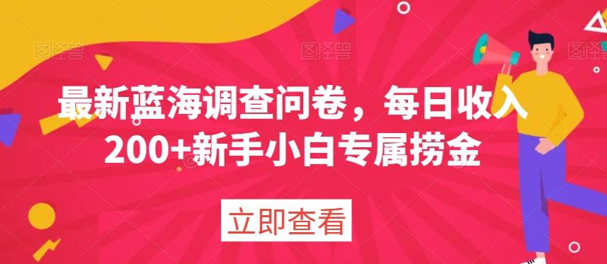 最新蓝海调查问卷，每日收入200+新手小白专属捞金-禾谷轻创网