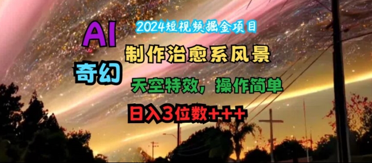 2024短视频掘金项目，AI制作治愈系风景，奇幻天空特效，操作简单，日入3位数【揭秘】-禾谷轻创网
