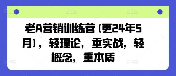 老A营销训练营(更24年6月)，轻理论，重实战，轻概念，重本质-禾谷轻创网