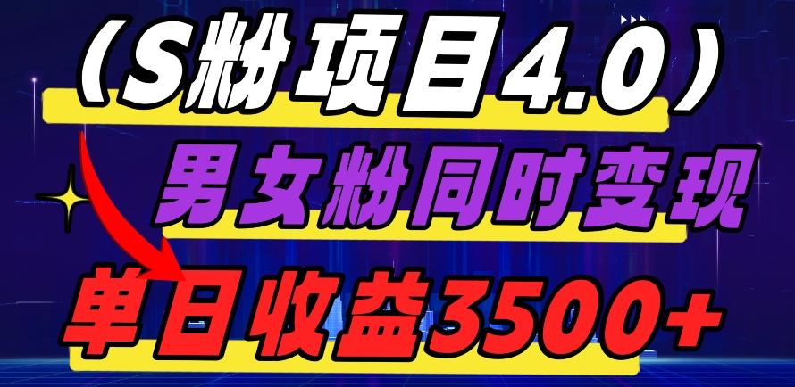 S粉项目4.0，男女粉通吃，男女粉同时变现，单日收益3500+-禾谷轻创网