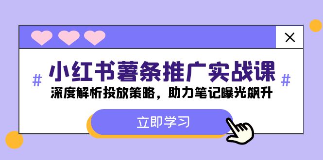 小红书-薯条推广实战课：深度解析投放策略，助力笔记曝光飙升-禾谷轻创网