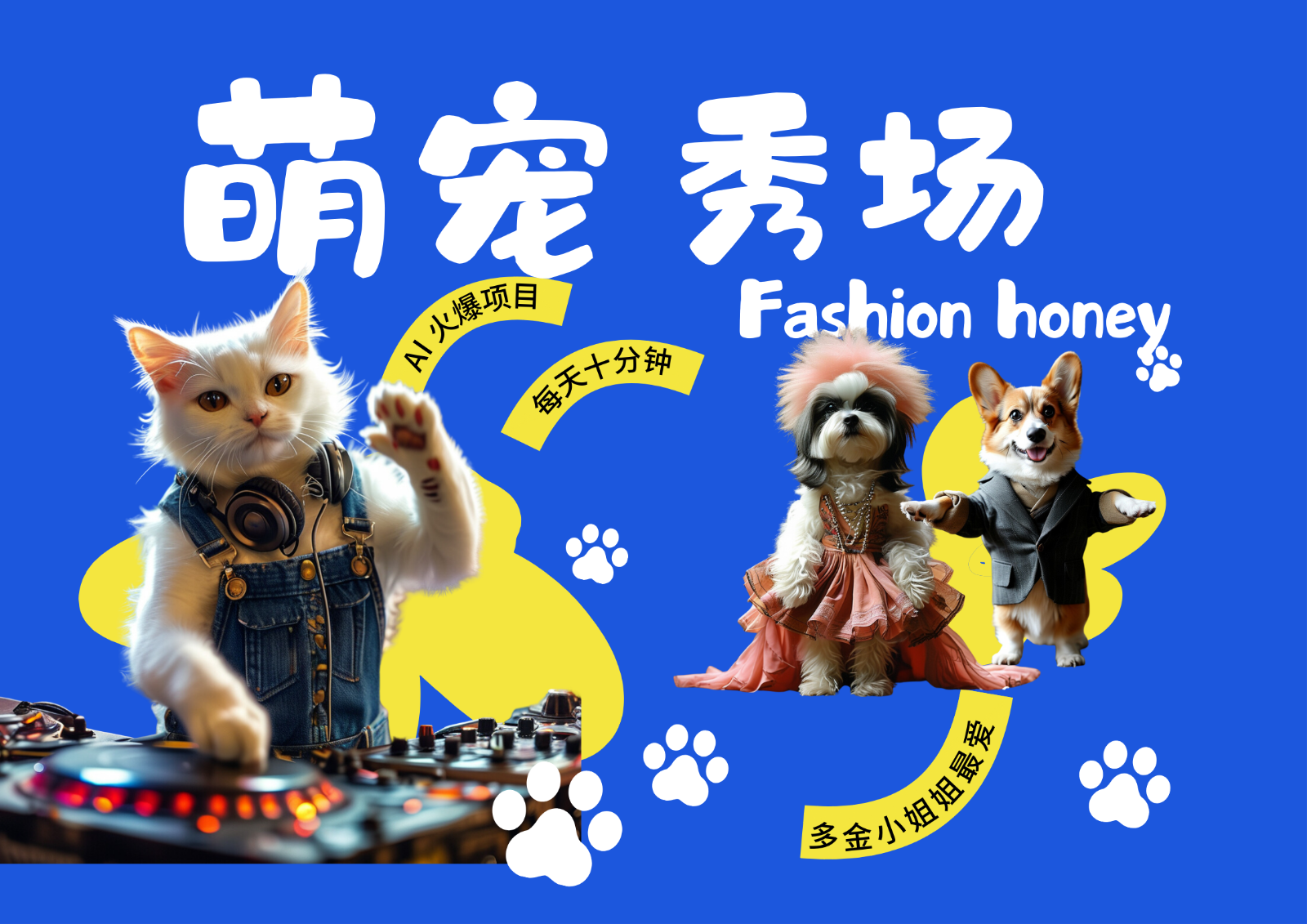 酷飒动物跳舞走秀 时尚喵FASHION汪 多金小姐姐最爱的 轻松月入破W-禾谷轻创网