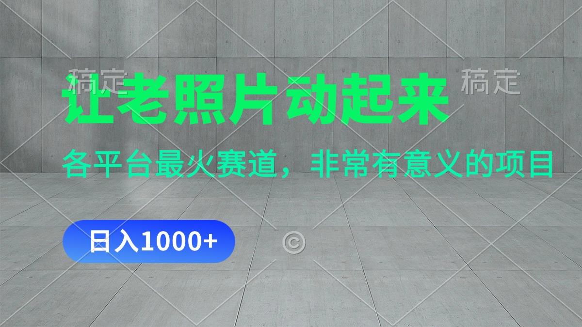 让老照片动起来，一天变现1000+，各平台最火赛道，看完就会-禾谷轻创网