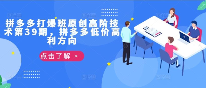 拼多多打爆班原创高阶技术第39期，拼多多低价高利方向-禾谷轻创网