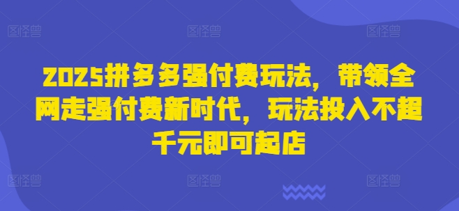 2025拼多多强付费玩法，带领全网走强付费新时代，玩法投入不超千元即可起店-禾谷轻创网