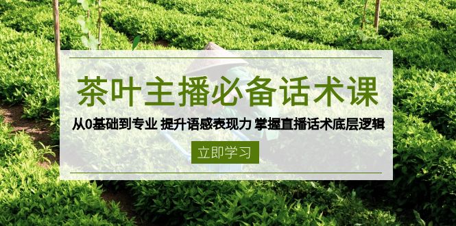 茶叶 主播必备话术课 从0基础到专业 提升语感表现力 掌握直播话术底层逻辑-禾谷轻创网