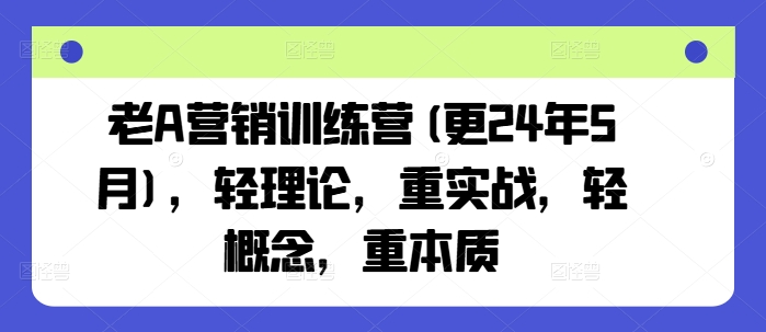 老A营销训练营(更25年4月)，轻理论，重实战，轻概念，重本质-禾谷轻创网