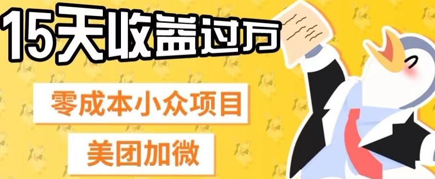零成本小众项目，美团加微，一单4.5+，15天已经有人赚上万收益-禾谷轻创网