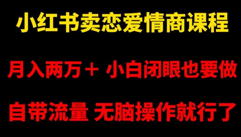 小红书卖恋爱情商课程，月入两万＋，小白闭眼也要做，自带流量，无脑操作就行了【揭秘】-禾谷轻创网